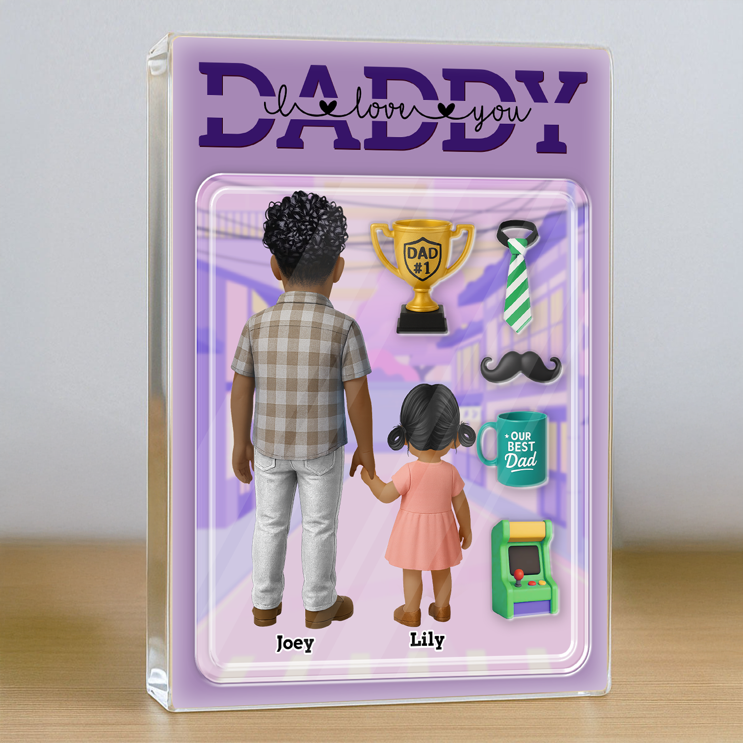 Daddy We Love You - Custom Figure Personalized Acrylic Block Plaque