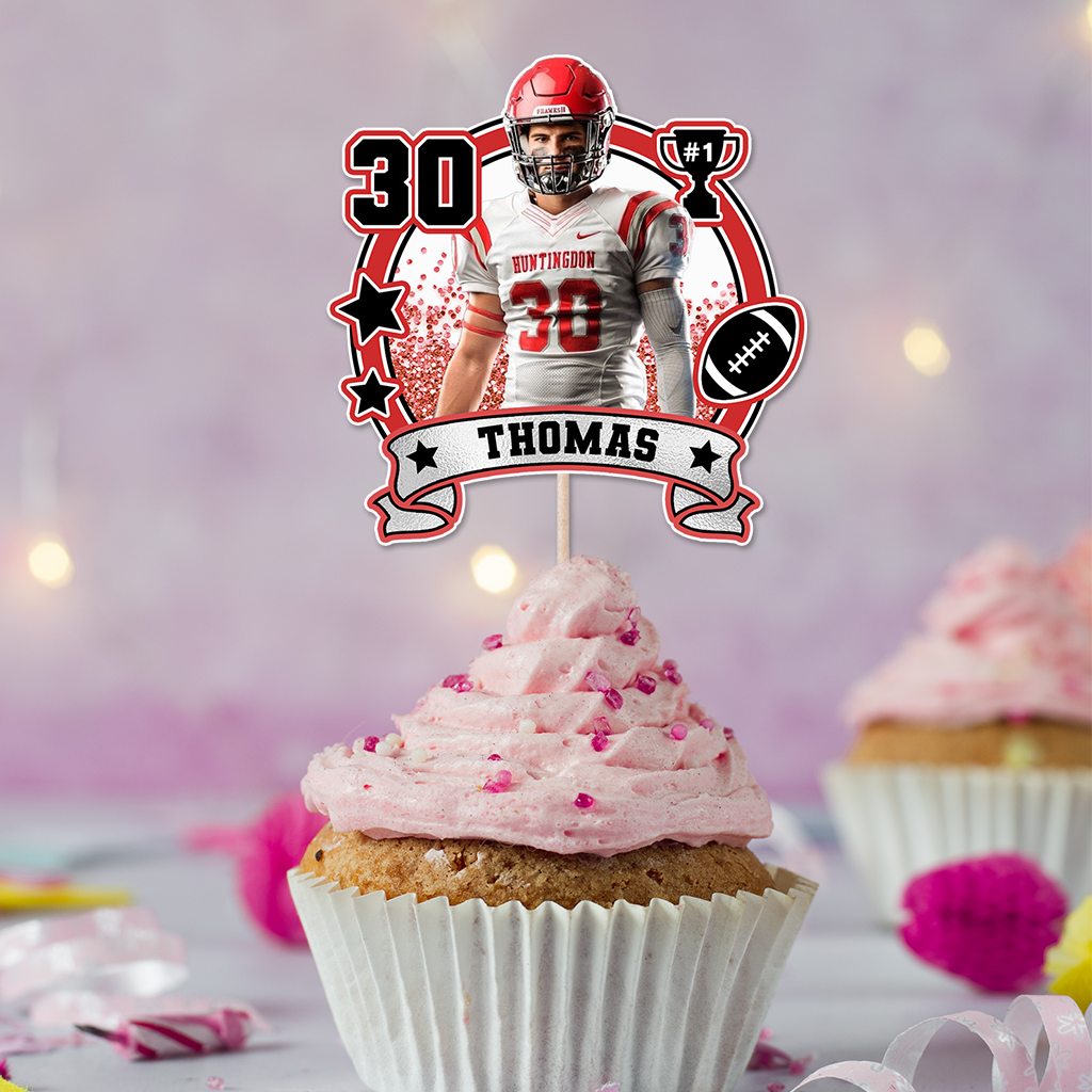 Sport Lover Birthday - Custom Birthday Party Face Cupcake Toppers, Birthday Decorations, Physical Product
