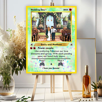 Wedding Welcome Sign - Pixel Style Art - Custom Name and Photo Wedding Law Sign