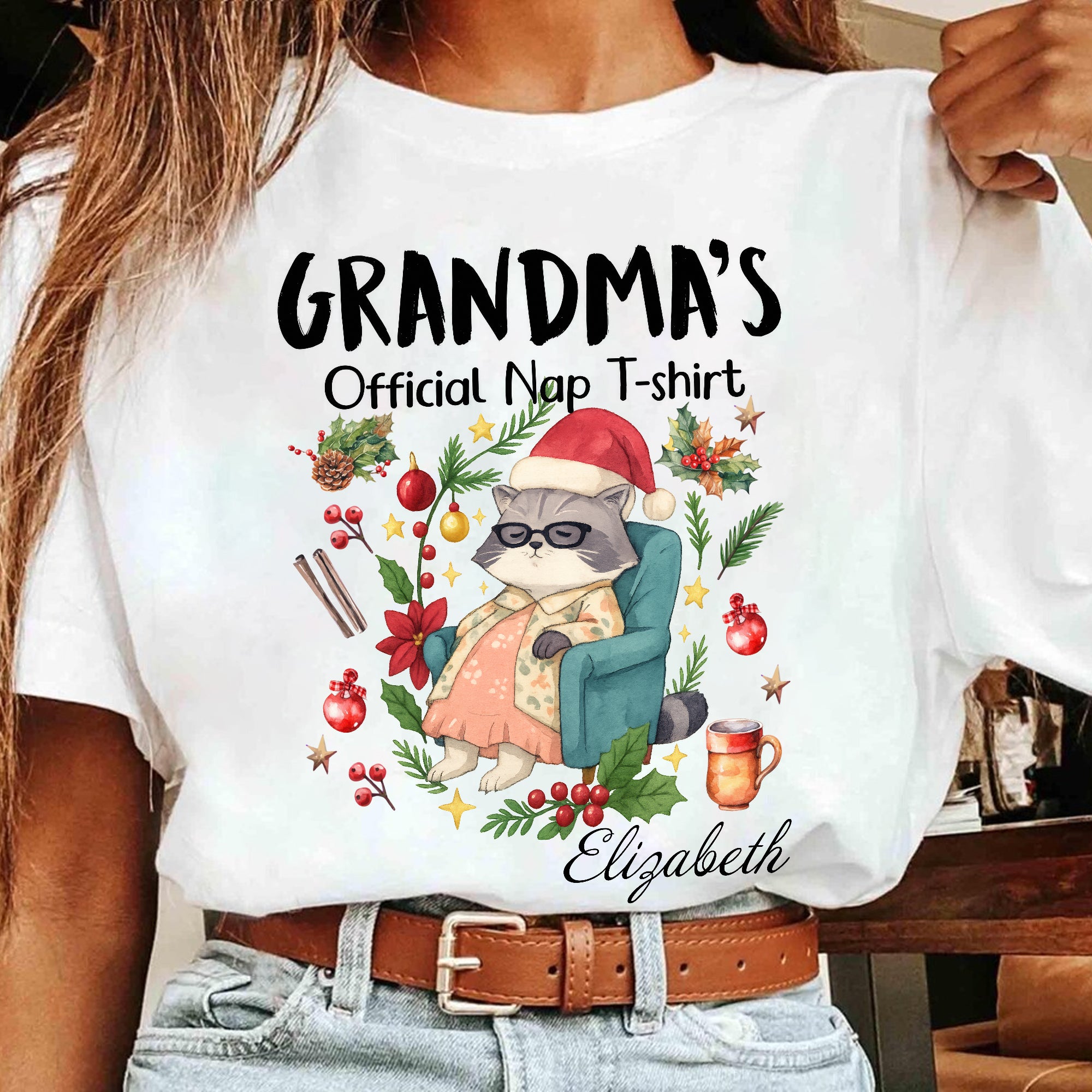 Grandma Official Nap Shirt - Custom Name Shirt - Personalized T-shirt - Gift for Grandma