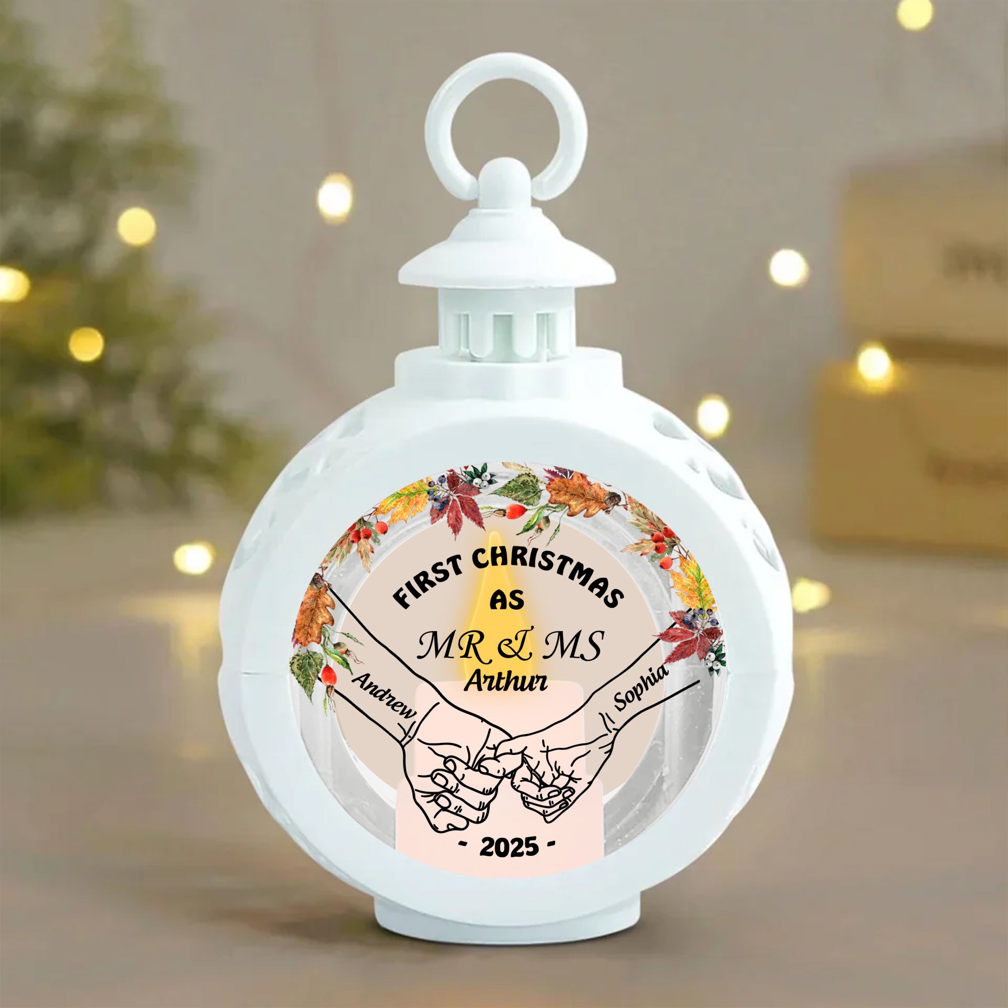 First Christmas - Custom Name Couple Gift - Personalized Candlelight Lantern Ornament