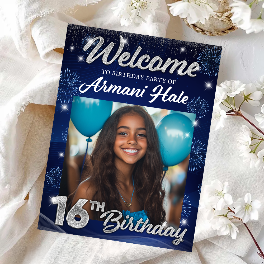 Welcome To My Birthday Sign - Custom Name & Photo Law Sign - Birthday Party Welcome Sign