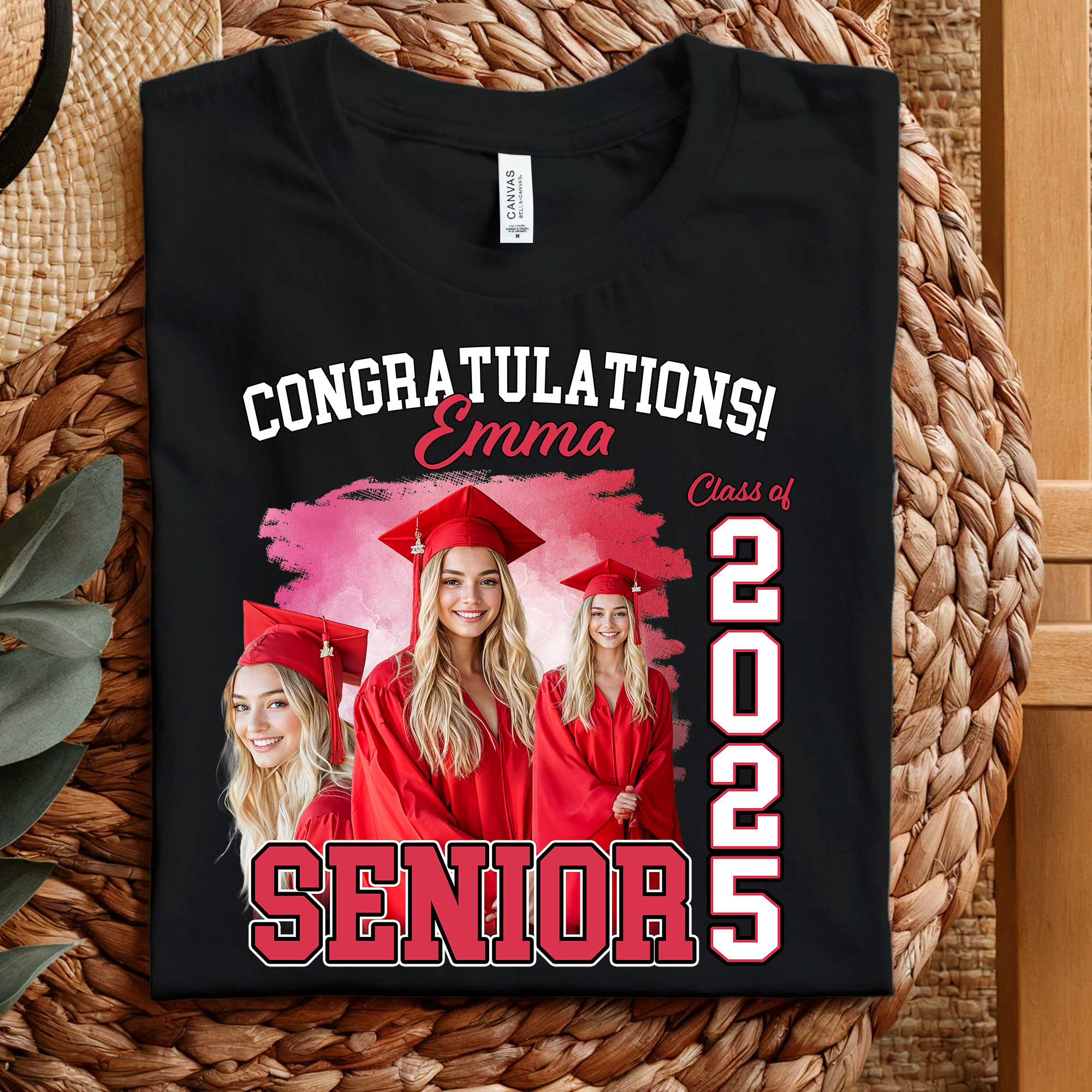 Congratulations Class Of 2025 SENIOR Personalized Graduation Shirt Upload Photo T-shirt, Graduation Gift