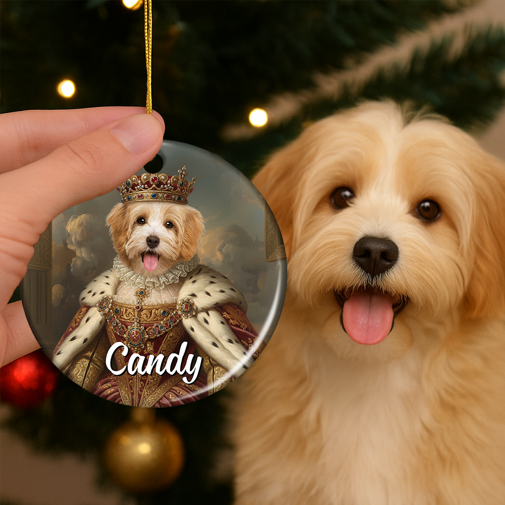 Custom Photo Royal Style - Pet Lover Gift - Personalized Ceramic Ornament
