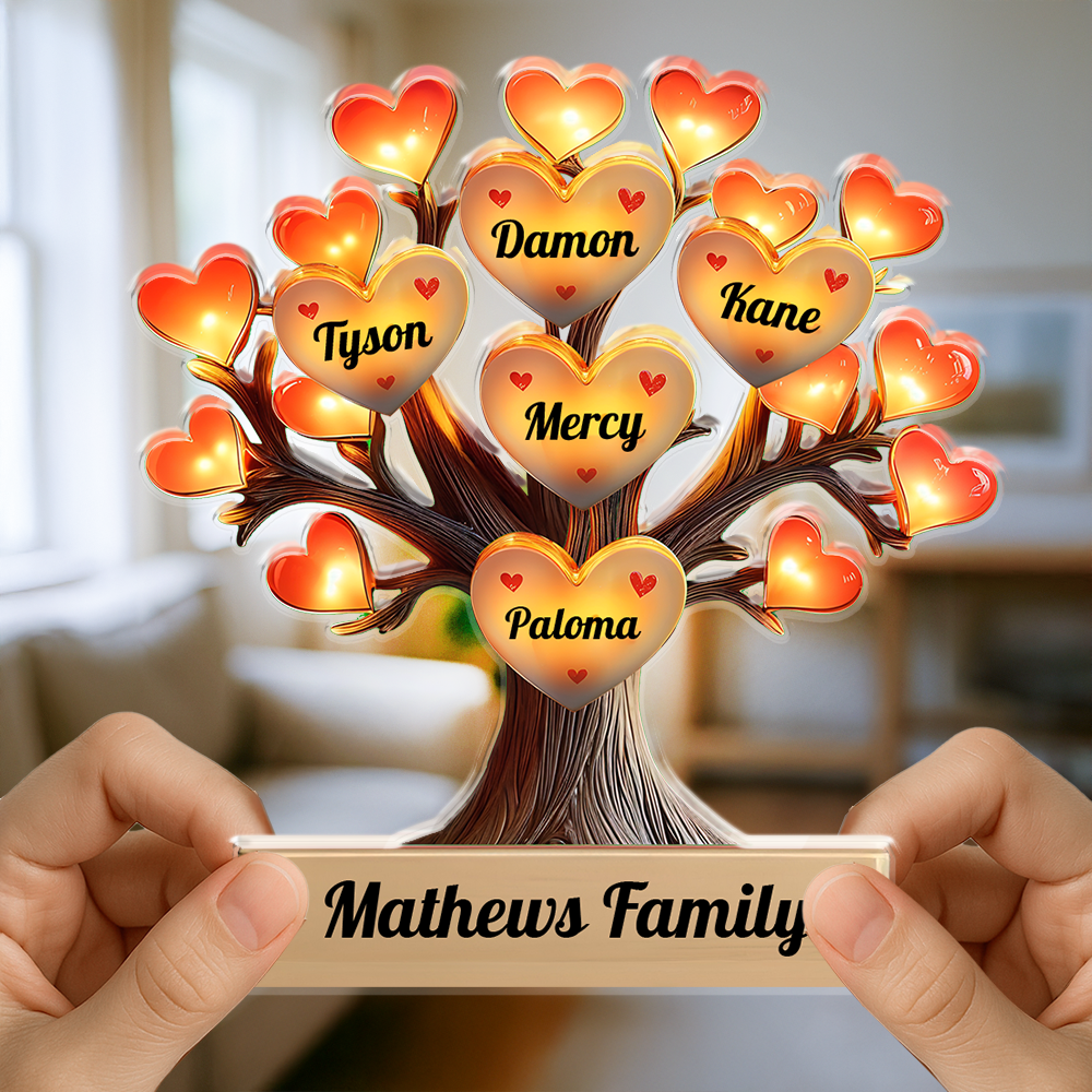 Family Tree - Personalized Family Name Gift - Custom Shape Acrylic Block Plaque