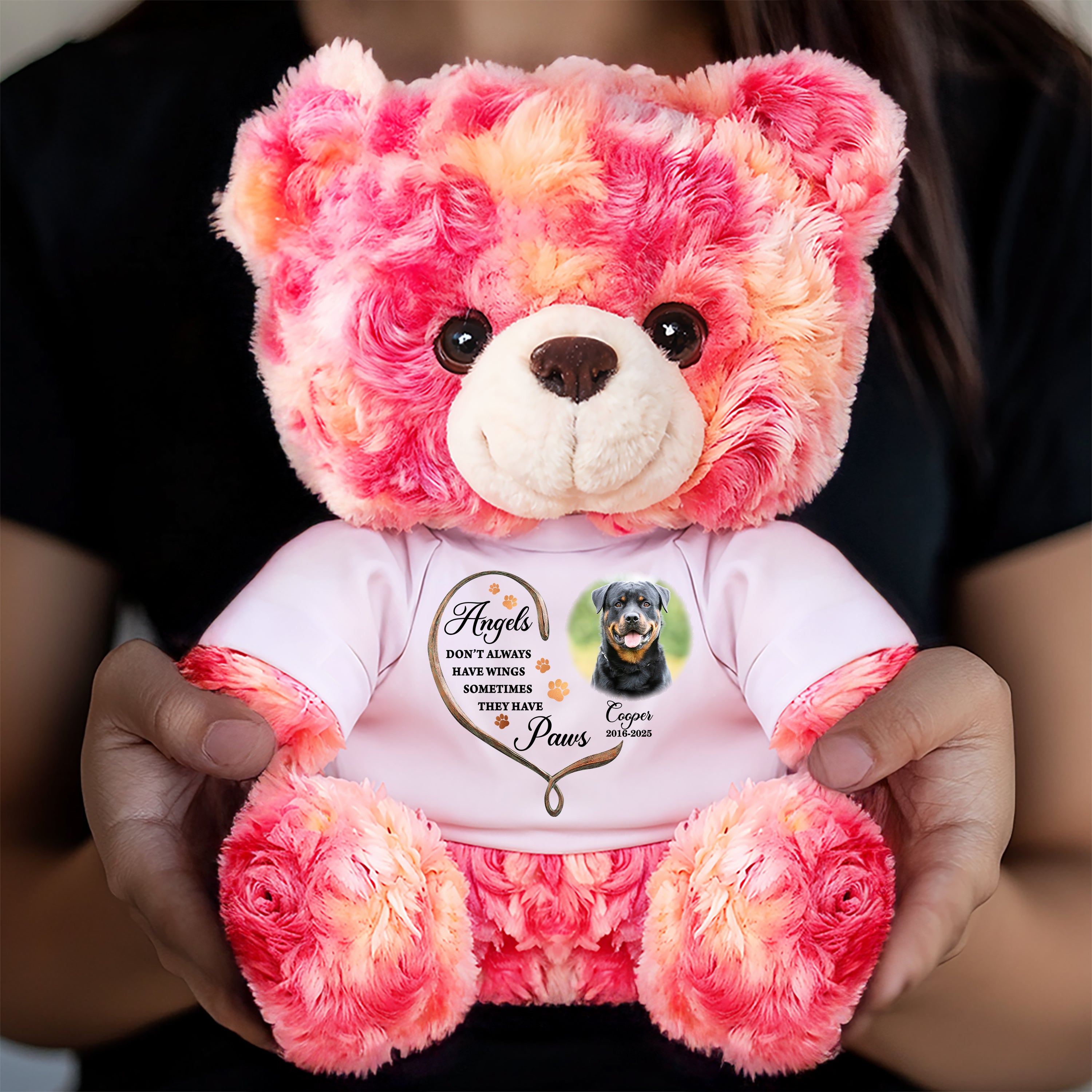 Custom Pet Name and Photo Teddy Bear - Personalized Pet Memorial Bear Plush