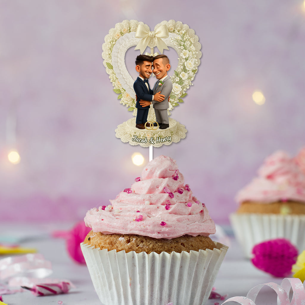 Couple Custom Photo - Custom Wedding Party Face Cupcake Toppers, Wedding Decorations, Physical Product