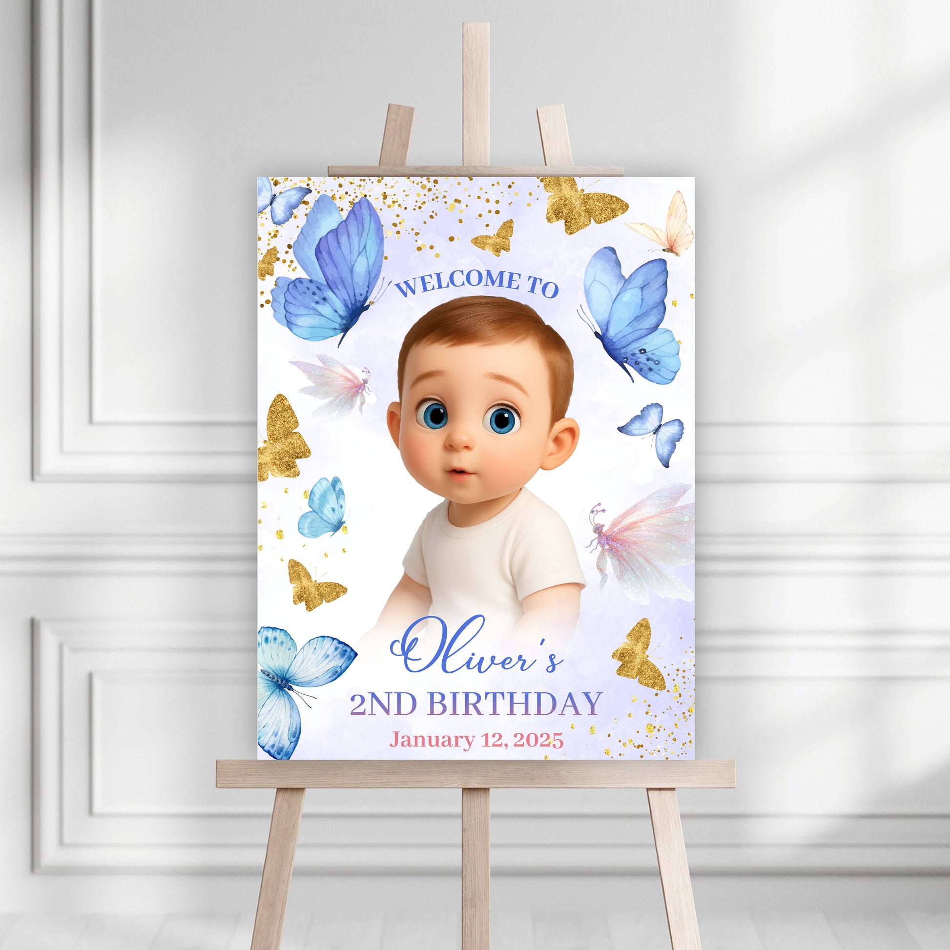 Welcome To The Princess Birthday Party - Birthday Sign - Custom Name & Photo Law Sign - Birthday Party Welcome Sign