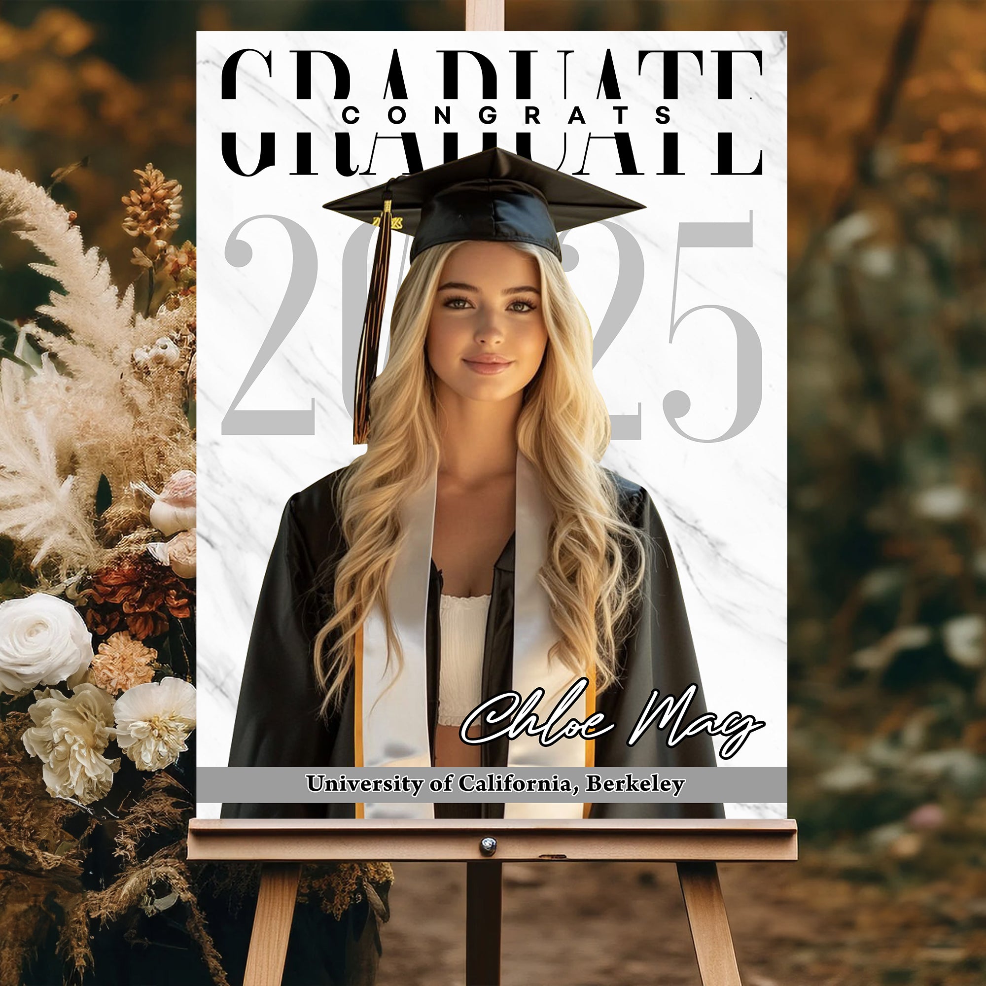 Congrats Graduation - Custom Name, School Name & Photo Law Sign - Class of 2025