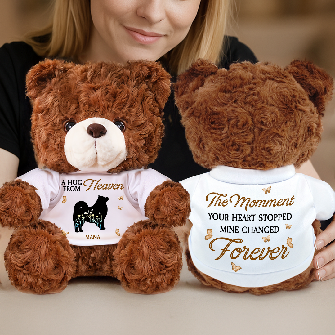 A Hug From Heaven - Personalized Dog Memorial Bear Plush - Custom Name Teddy Bear