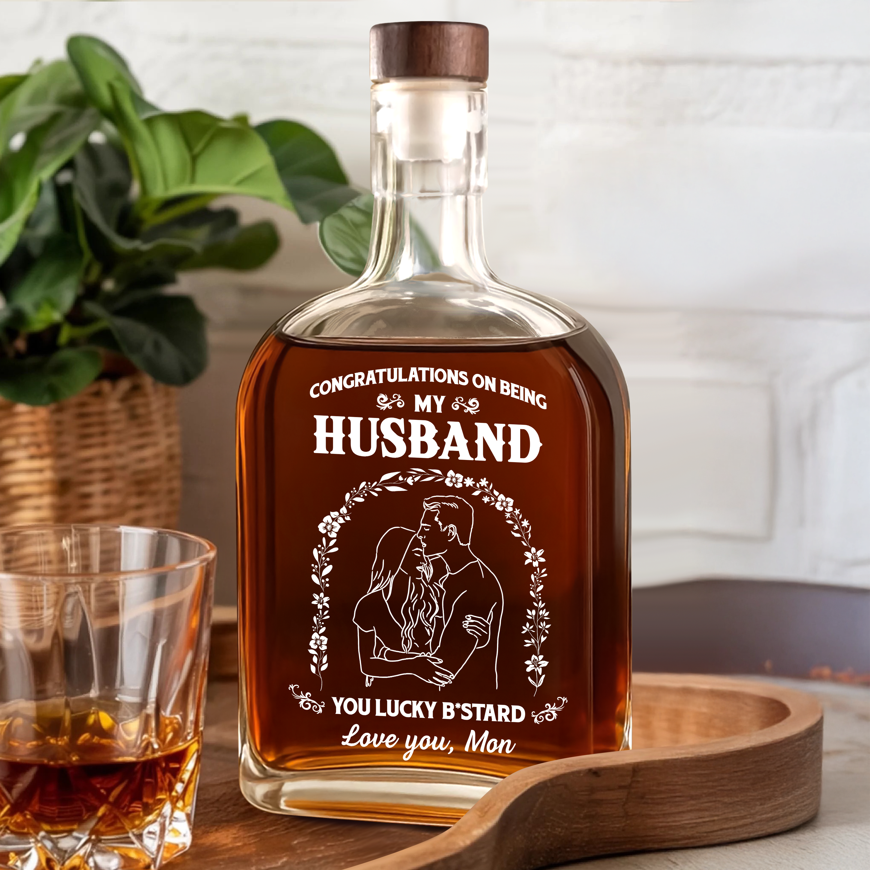 Congrats on Being My Husband - Personalized Custom Whiskey Bottle