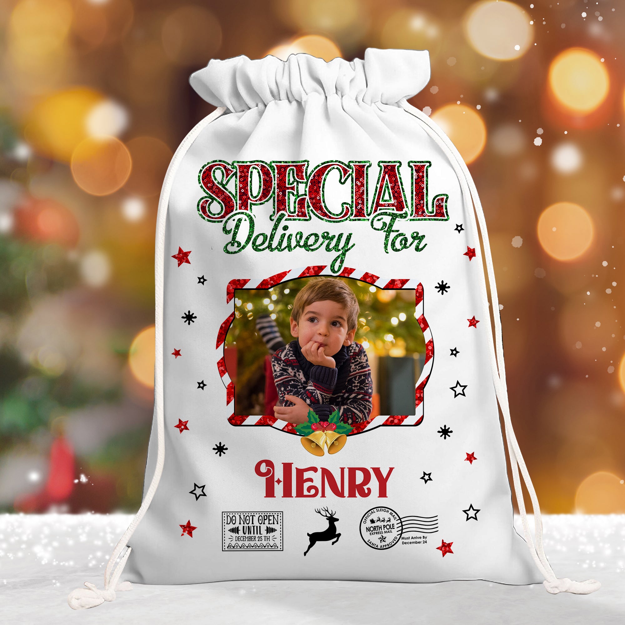 Christmas Bag Custom Photo - Special Delivery For - Christmas Sack Gift for Kids