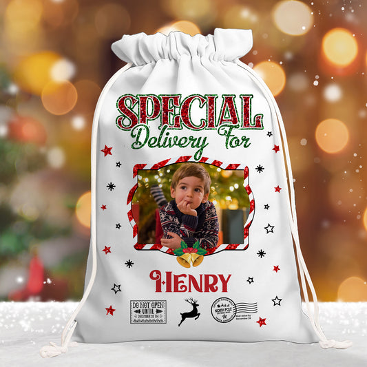 Christmas Bag Custom Photo - Special Delivery For - Christmas Sack Gift for Kids