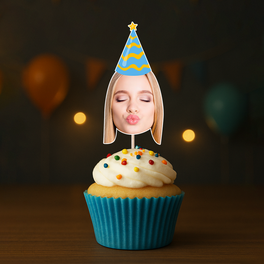 Funny Face Photo - Custom Birthday Party Face Cupcake Toppers, Graduation Decorations, Physical Product