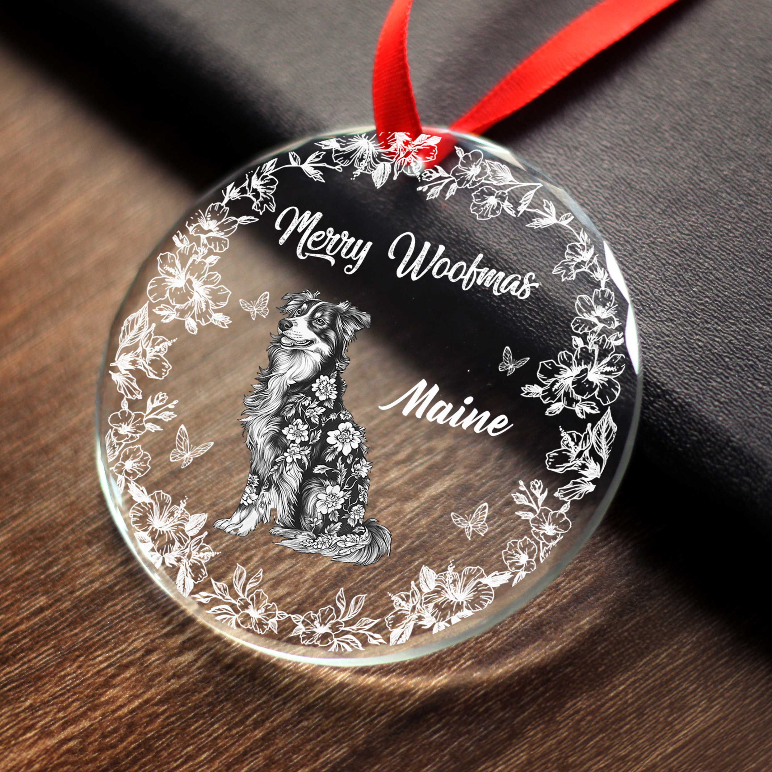 Merry Woofmas - Personalized Custom Glass Ornament