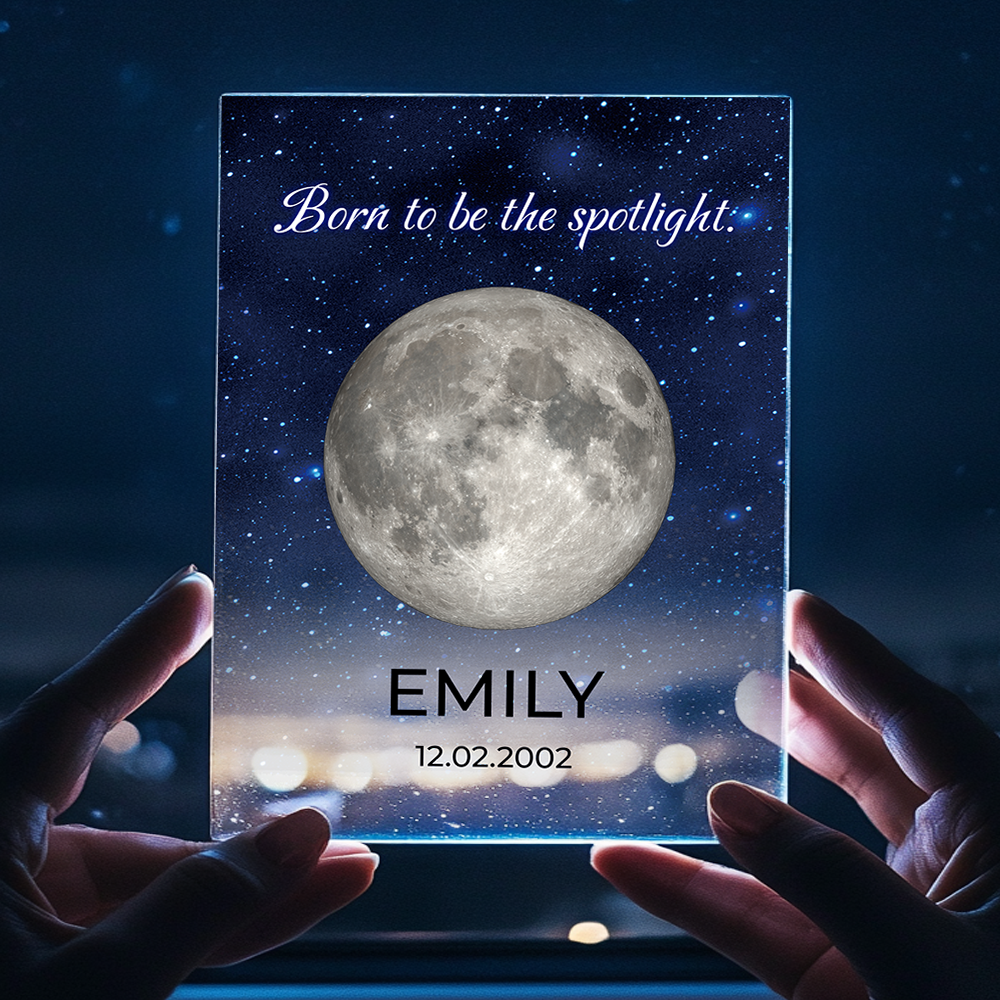 Born to be the Spotlight - Custom Name and Birthdate - Custom Shaped Acrylic Plaque - Home Decor