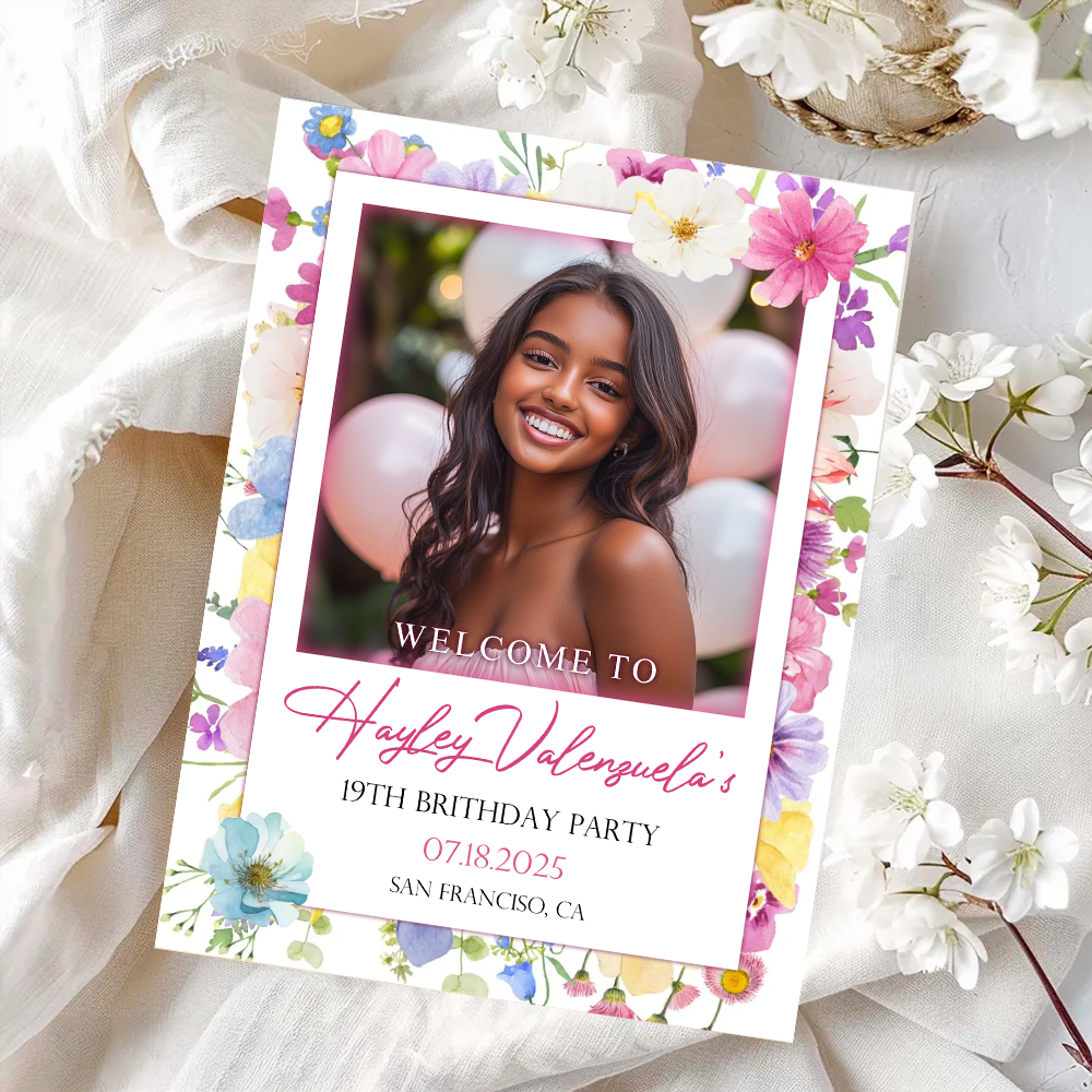 Birthday Party Welcome Sign - Custom Name & Photo Law Sign - Welcome To My Birthday Sign