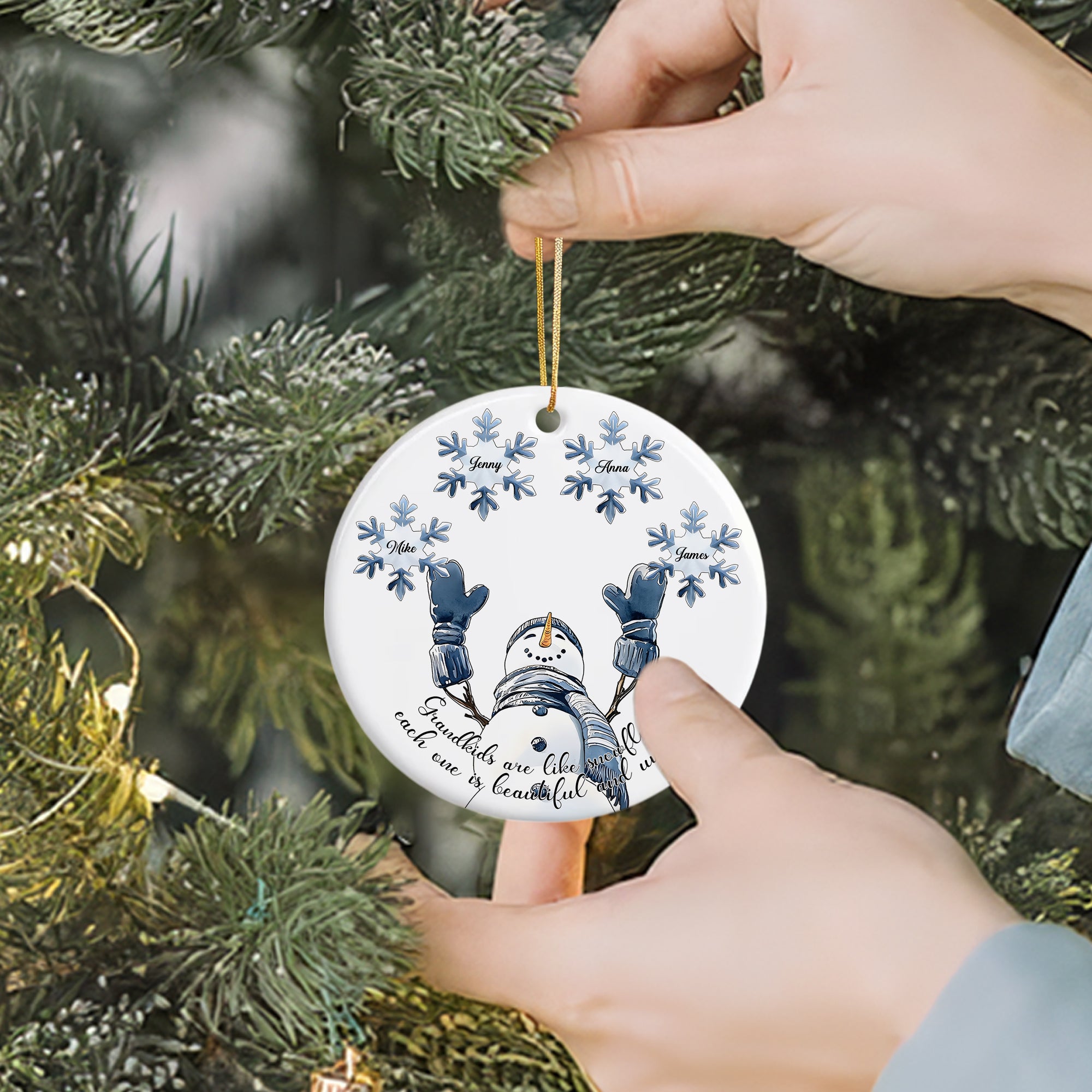 Snowman Name - Custom Name Ceramic Ornament - Home Decor