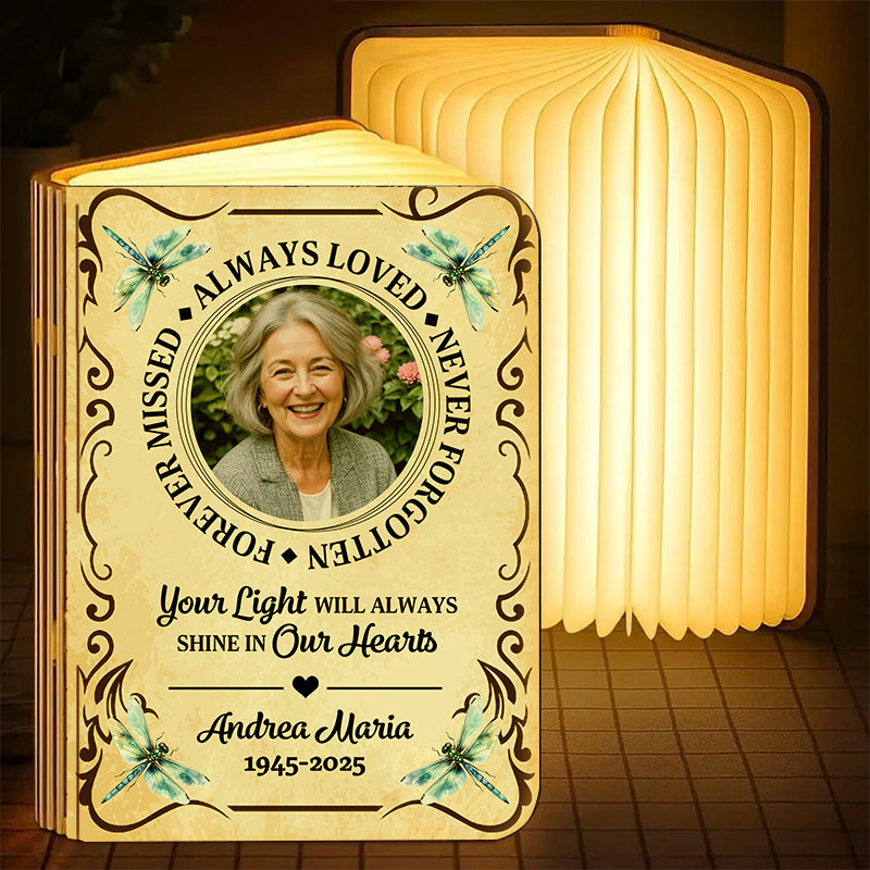 Always Loved Forever Missed - Personalized Book Lamp - Memorial Gift