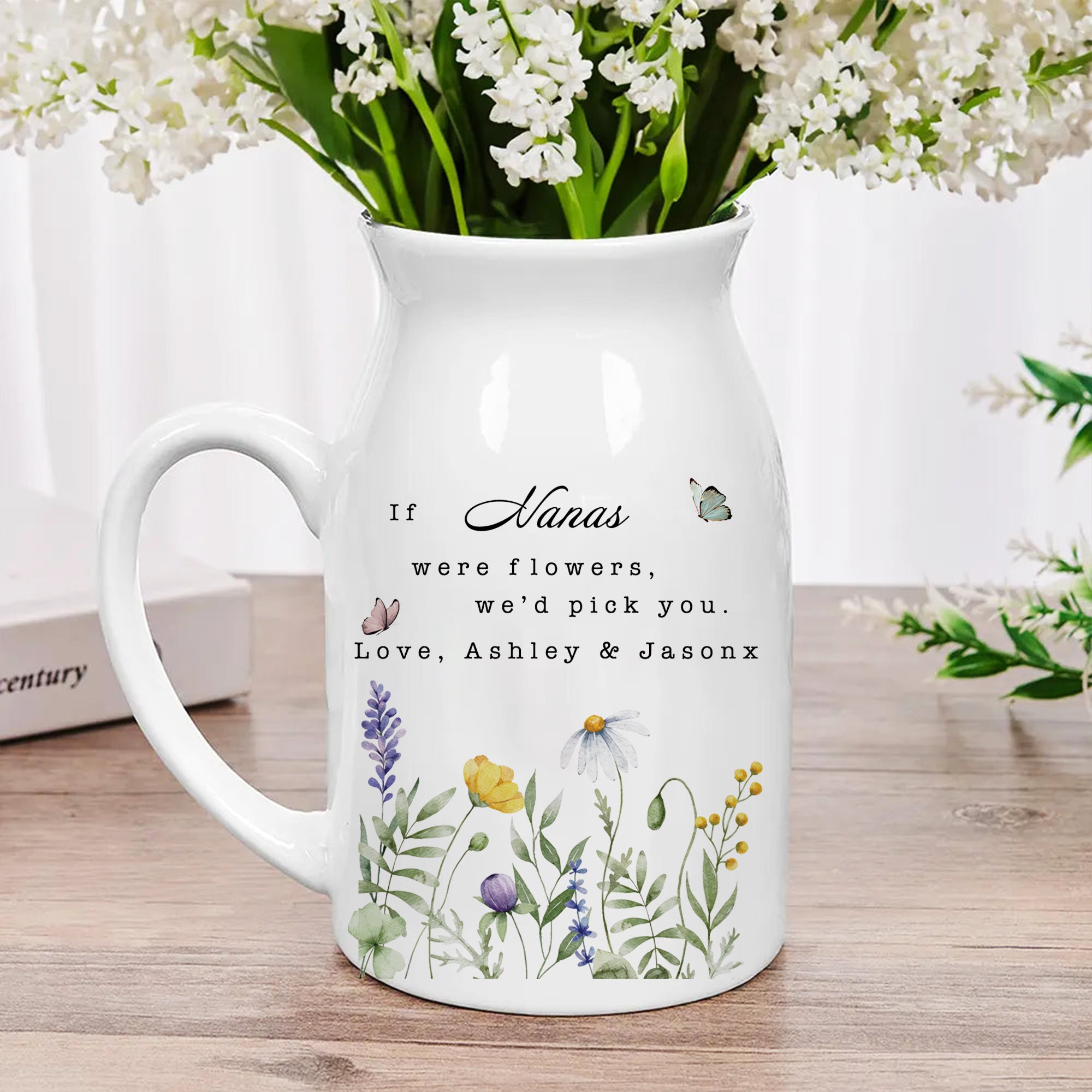 Wildflower Lavender Floral - Personalized Ceramic Flower Vase - Family Gift