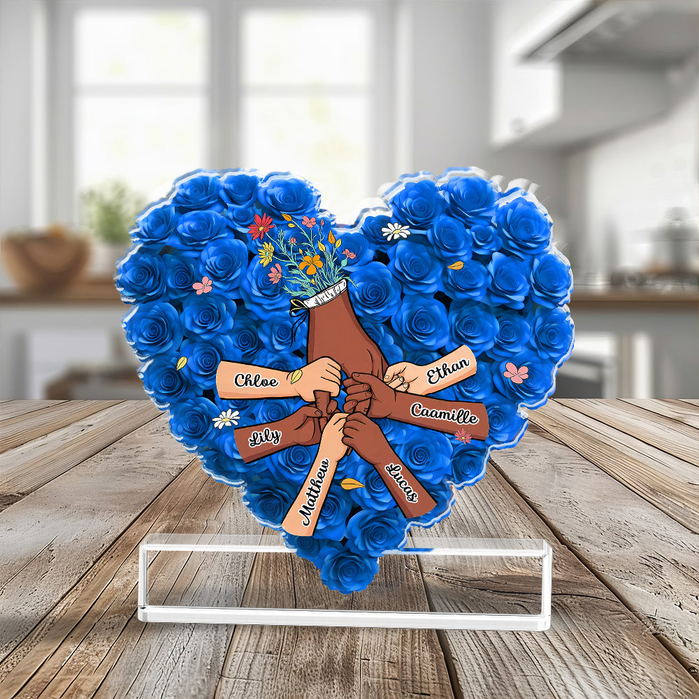 Family Heart - Personalized Name Gift - Custom Shape Acrylic Block Plaque