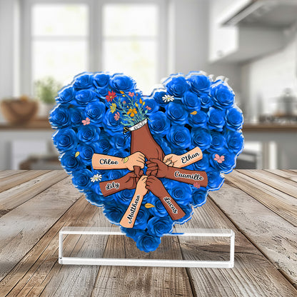 Family Heart - Personalized Name Gift - Custom Shape Acrylic Block Plaque