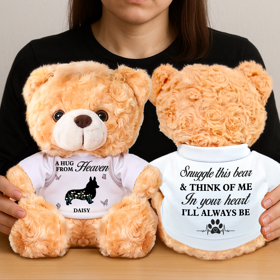 Snuggle This Bear and Think of Me - Personalized Pet Memorial Bear Plush - Pet Memorial Gift