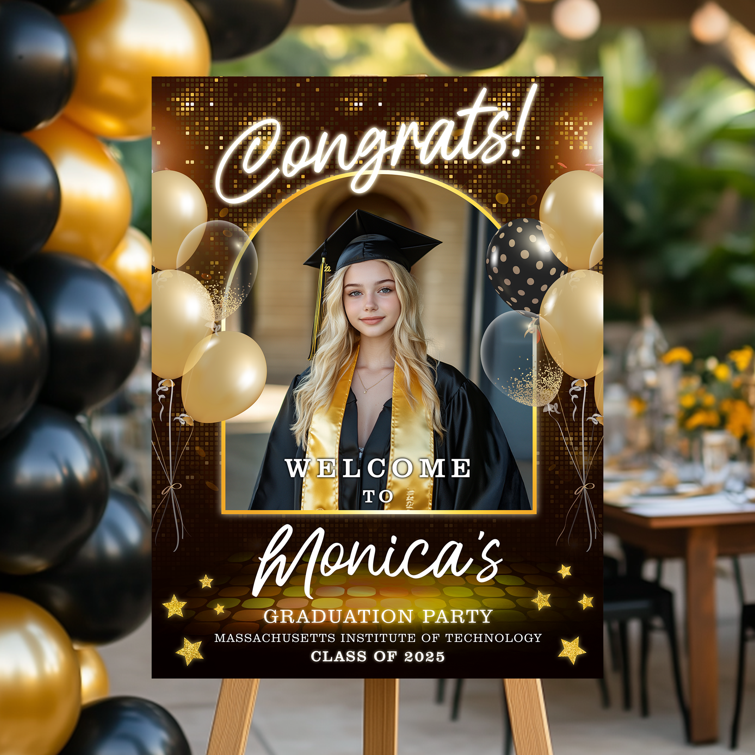 Welcome To The Graduation Party – Cheers To The Class Of 2025 Personalized Congrats Graduate Welcome Sign