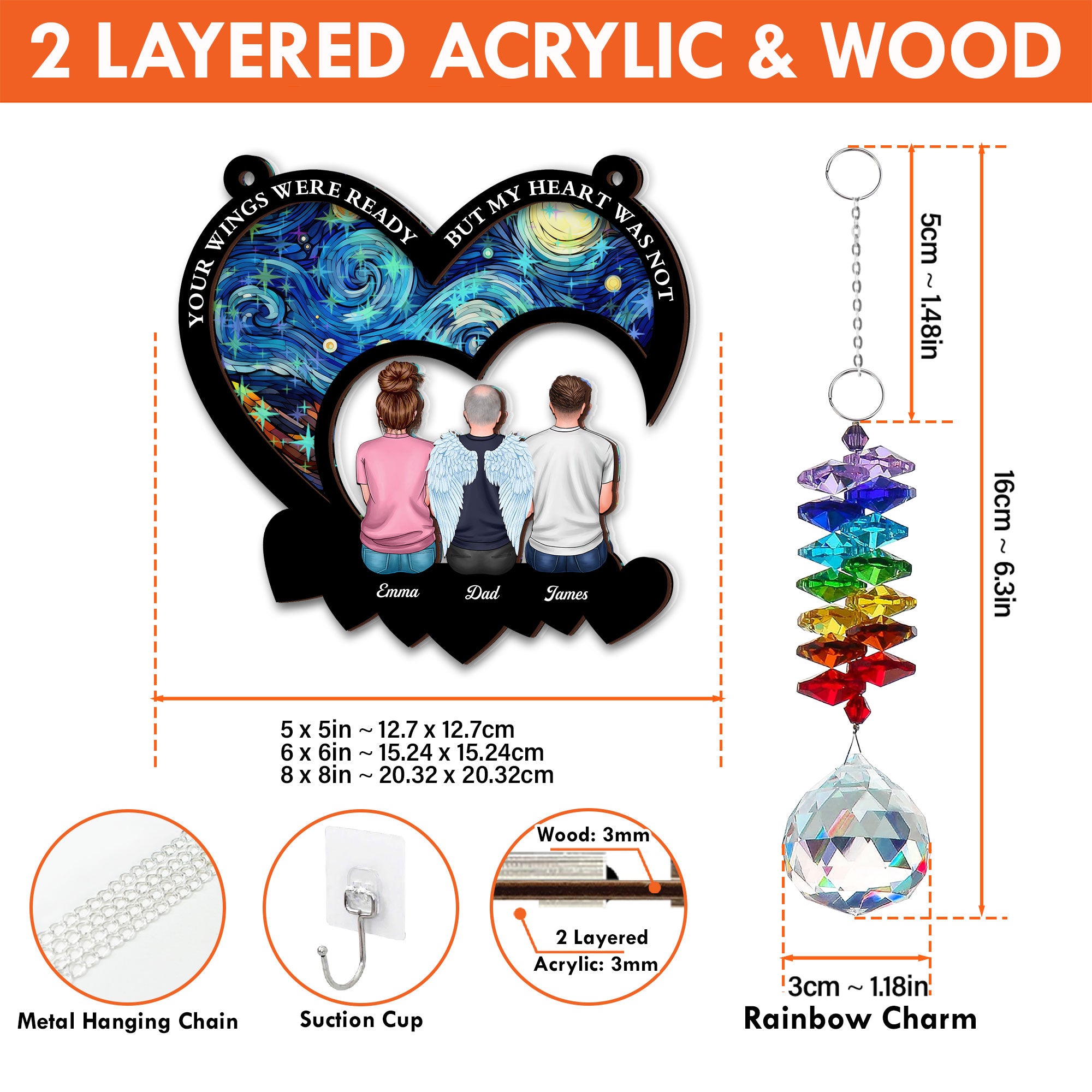 Forever In My Heart - Ornament Hanging Piece With Crystal Charm - Memorial Gift