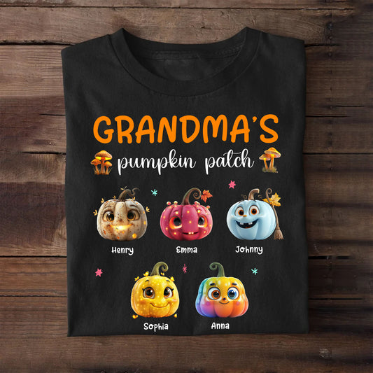 Grandma Pumpkin Patch Shirt  - Personalized Shirt Custom T-shirt, Gift for Grandma