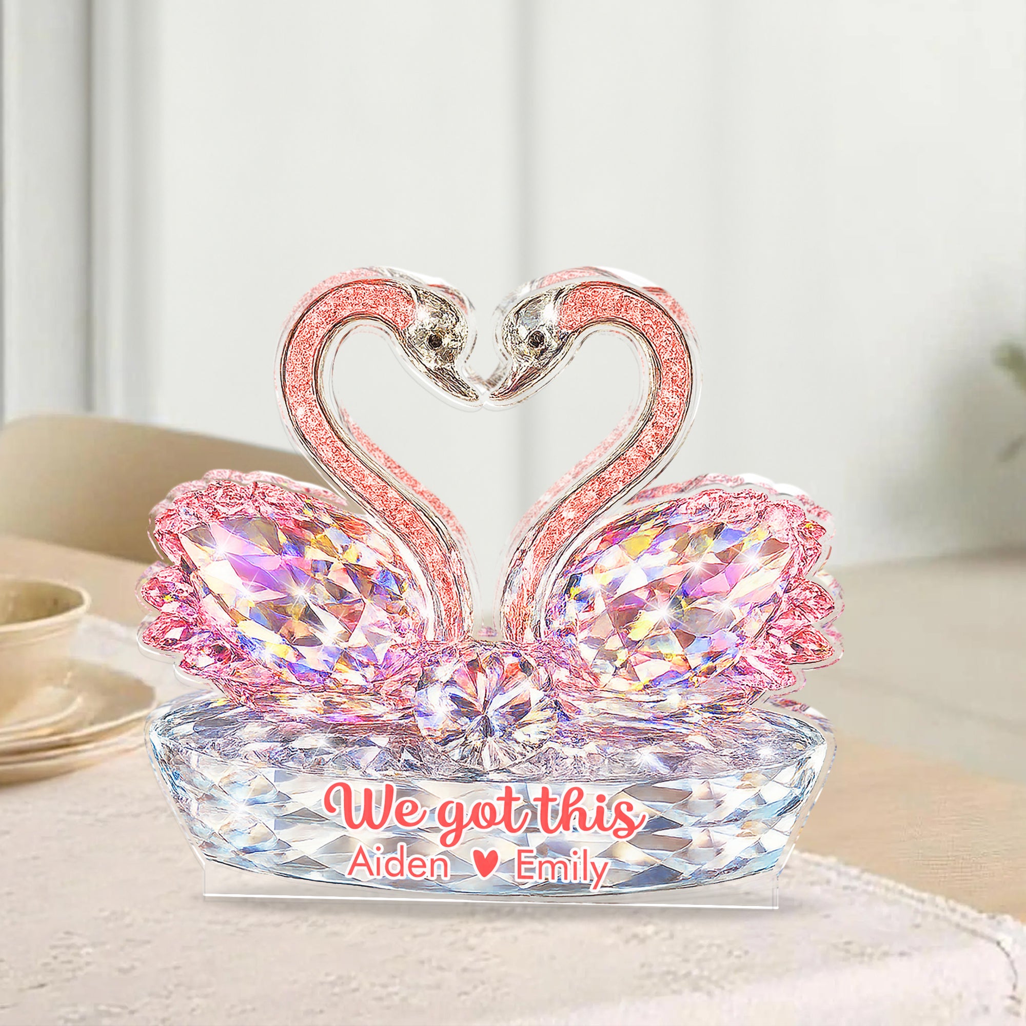Swan Couple - Custom Couple Name Acrylic Block - Custom Acrylic Block Plaque