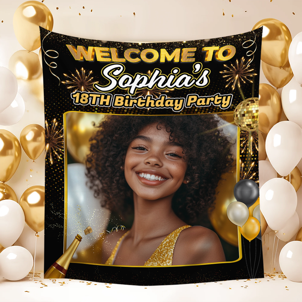 Welcome To My Birthday Party - Personalized Birthday Backdrop, Custom Birthday Party Decorations