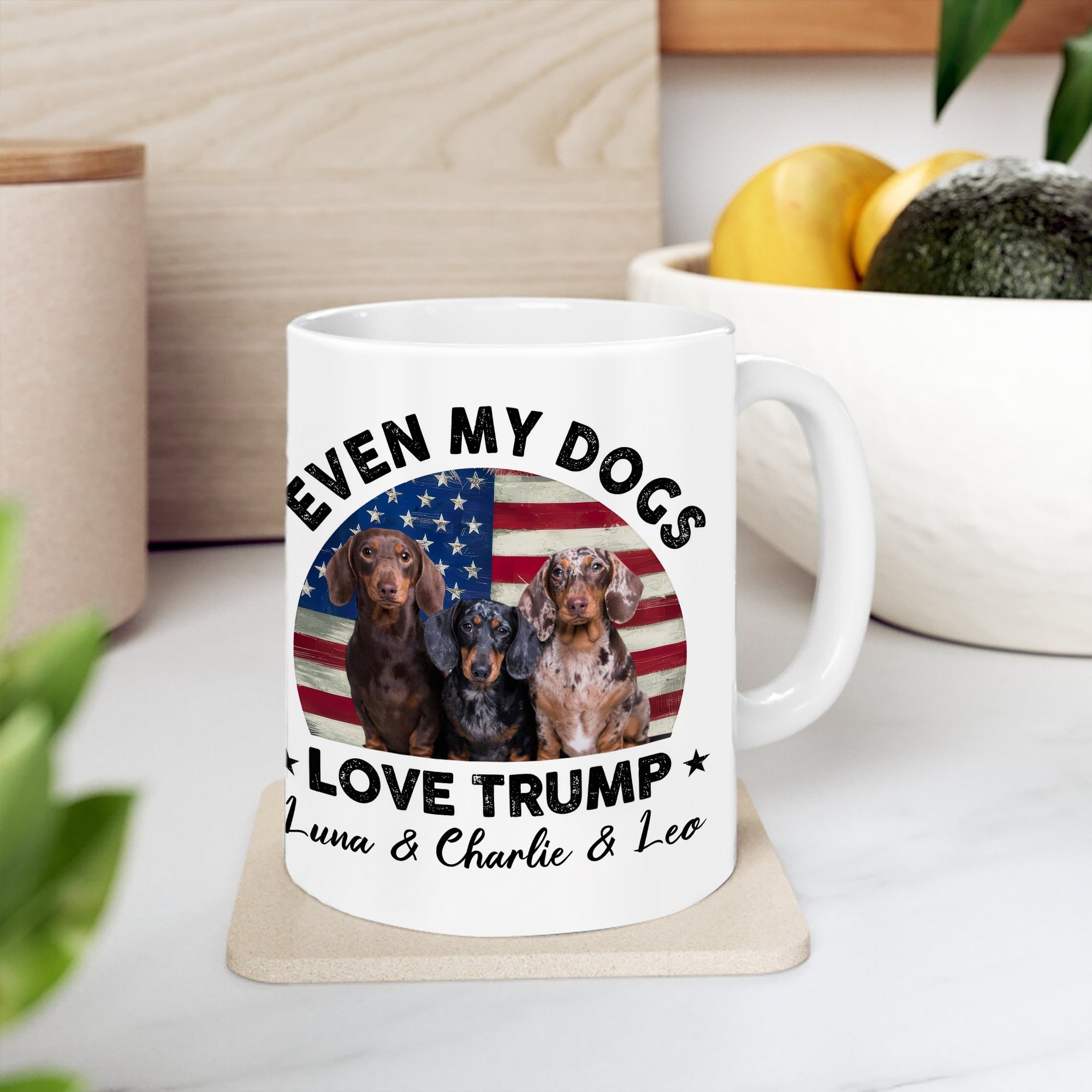 Even My Dog Loves Trump - Custom Pet Name - Personalized Custom Mug - Funny Gift
