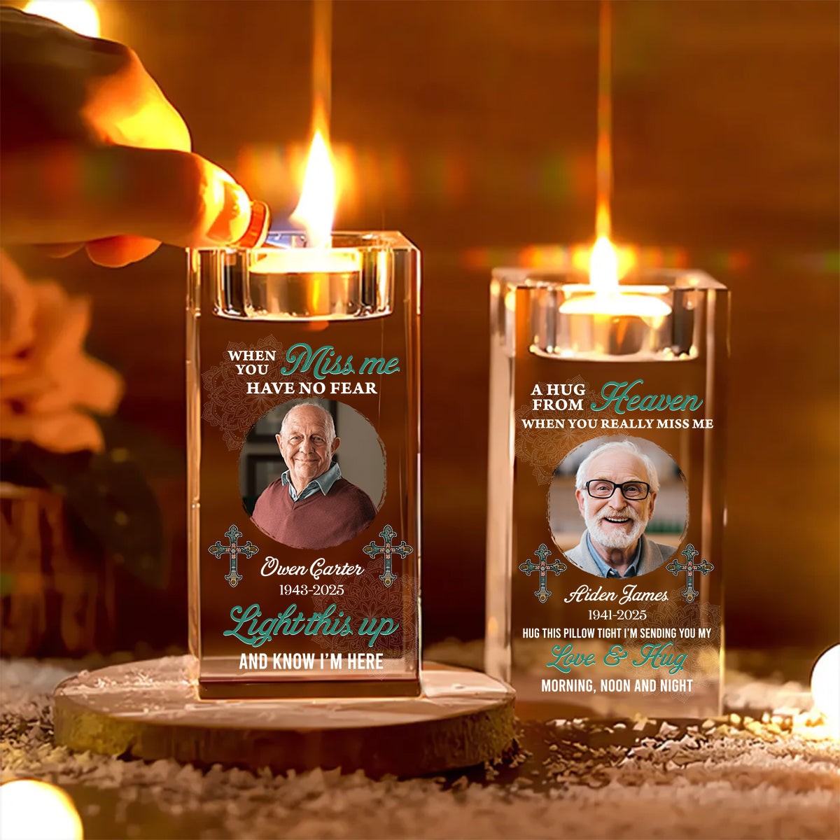 Light This Up - Personalized Crystal Candle Holder - Sympathy Memorial Gift