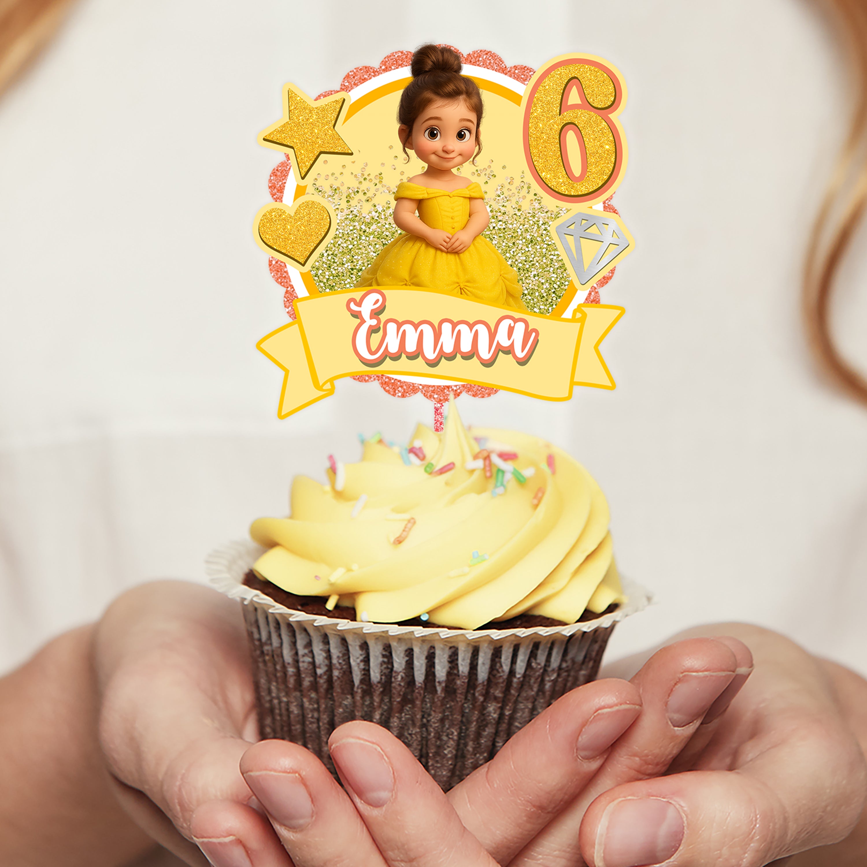 Princess Baby Birthday Face Photo - Custom Birthday Party Face Cupcake Toppers, Birthday Decorations, Physical Product