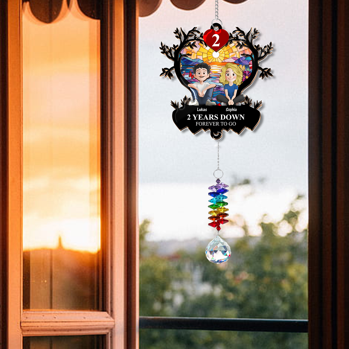 Forever To Go - Ornament Hanging Piece With Crystal Charm - Couple Gift