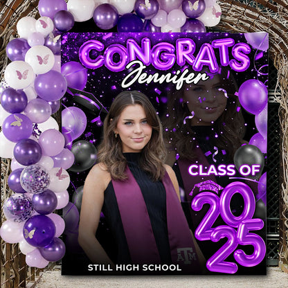 Personalized Congrats Class Of 2025 Backdrop, Custom Graduation Party Decorations