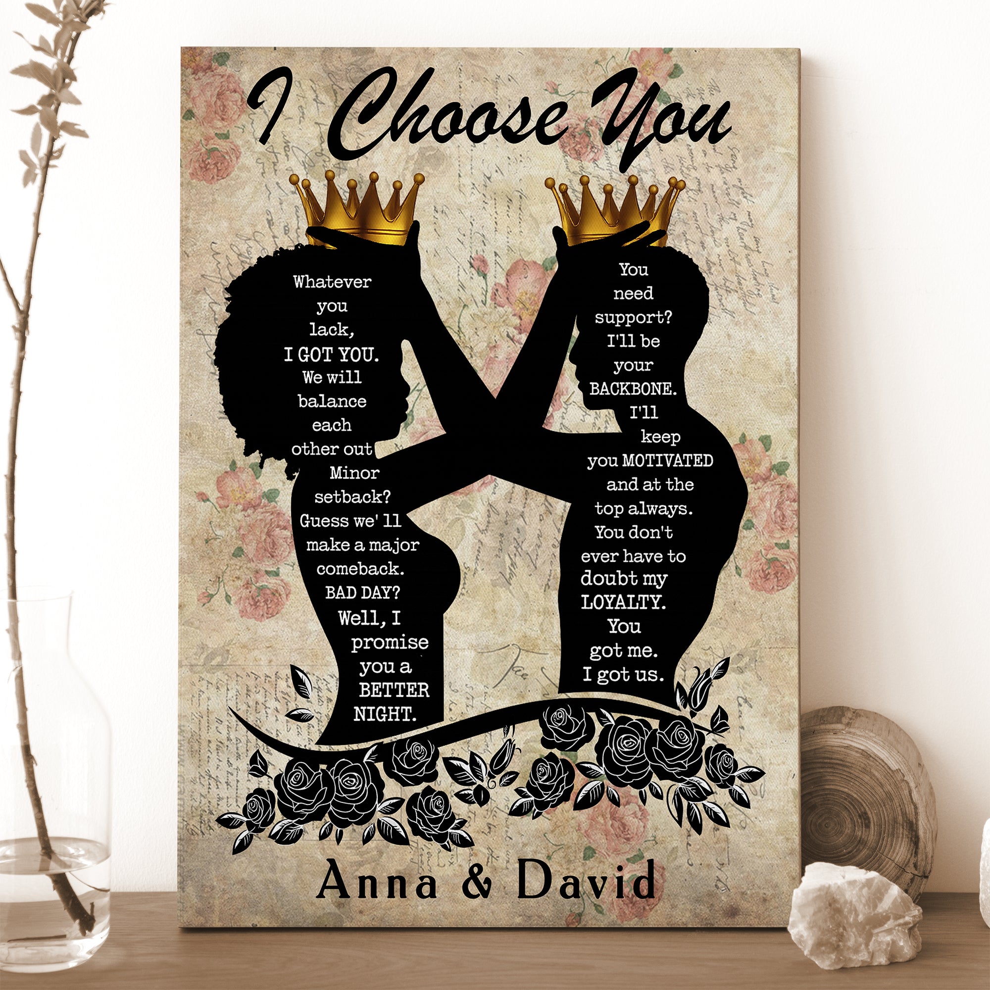 I Choose You - Custom Couple Name - Canvas Sign - Anniversary Gift