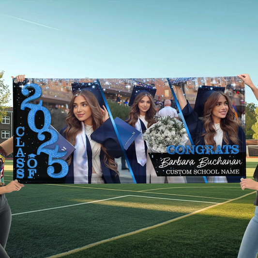 Personalized Graduation Banner, Custom Photo Graduation Party Decoration, Class Of 2025 Banner