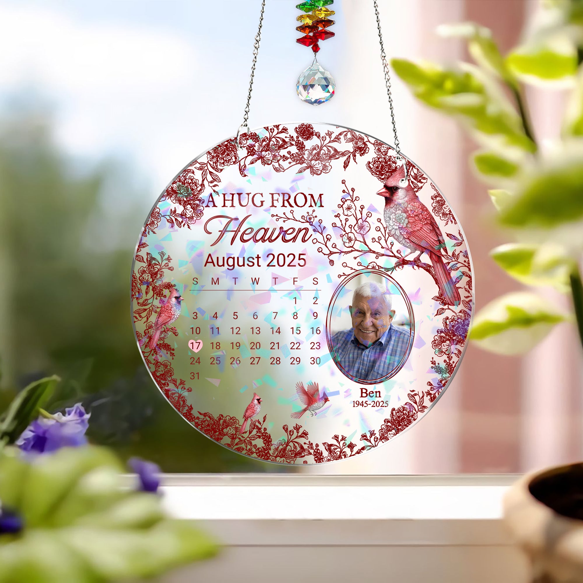 A Hug From Heaven - Ornament Hanging Piece With Crystal Charm - Memorial Gift