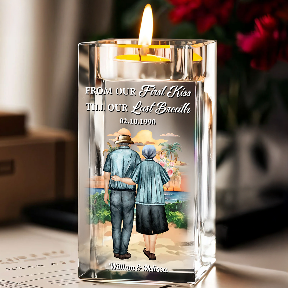 Til Our Last Breath - Personalized Crystal Candle Holder