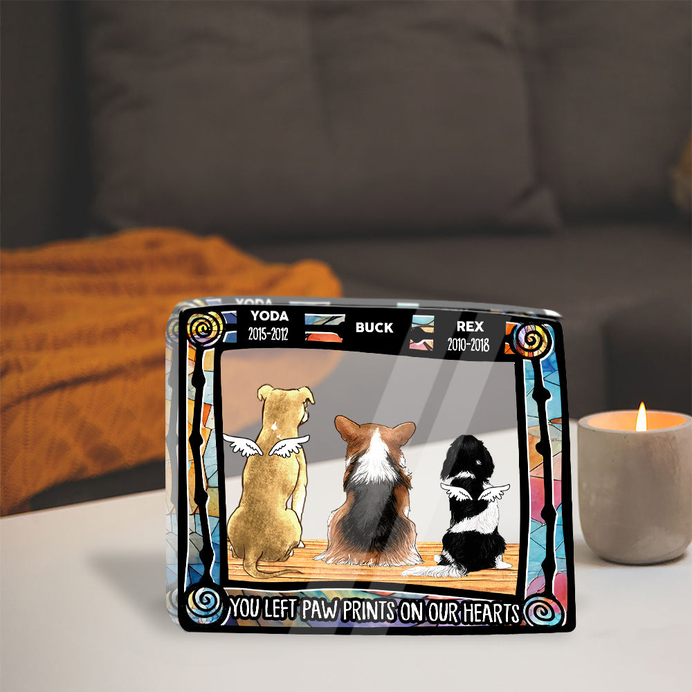 You Left Pawprints on Our Heart - Custom Shape Acrylic Block Plaque