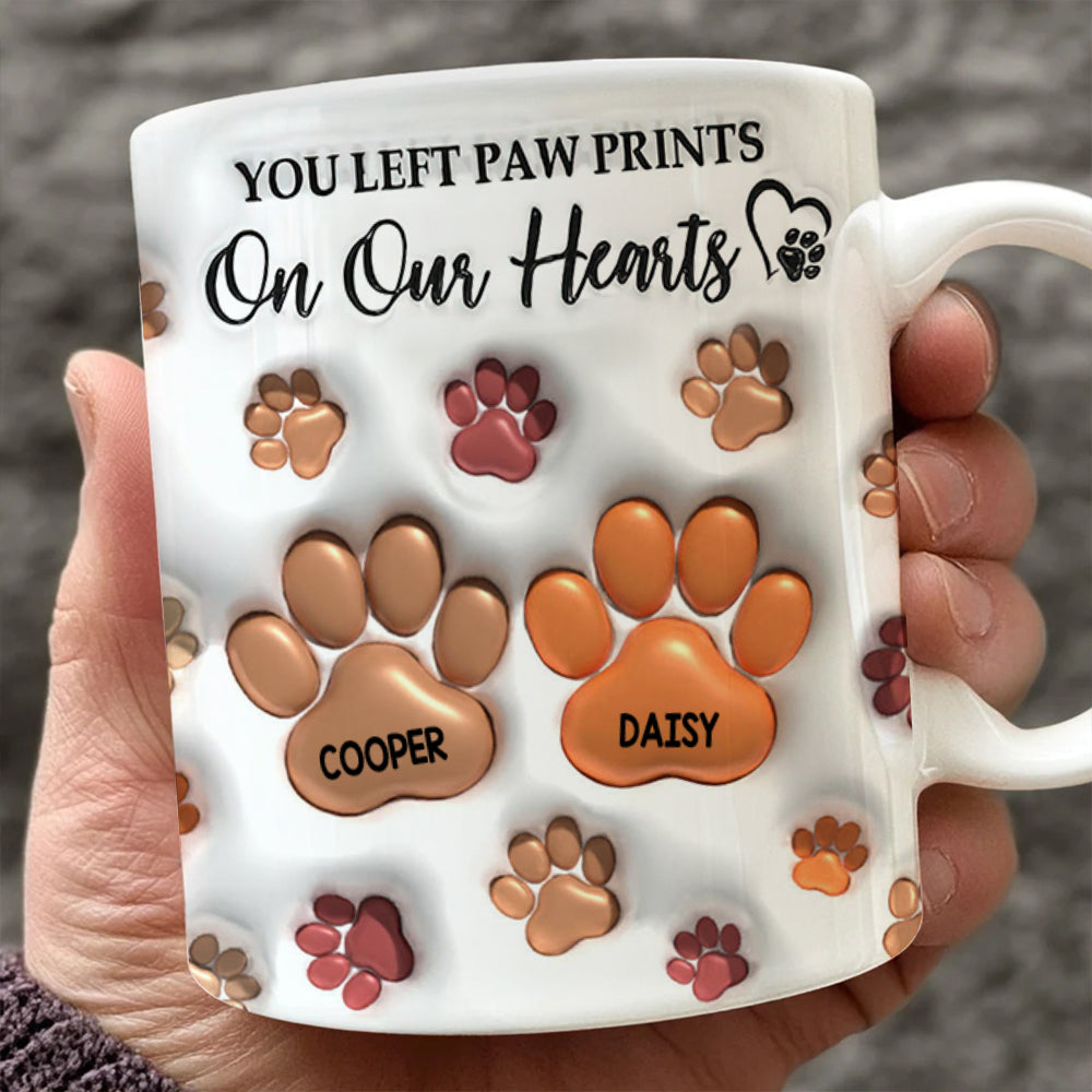 Pawprints On My Heart - Pet Memorial Gift - Personalized Custom Mug