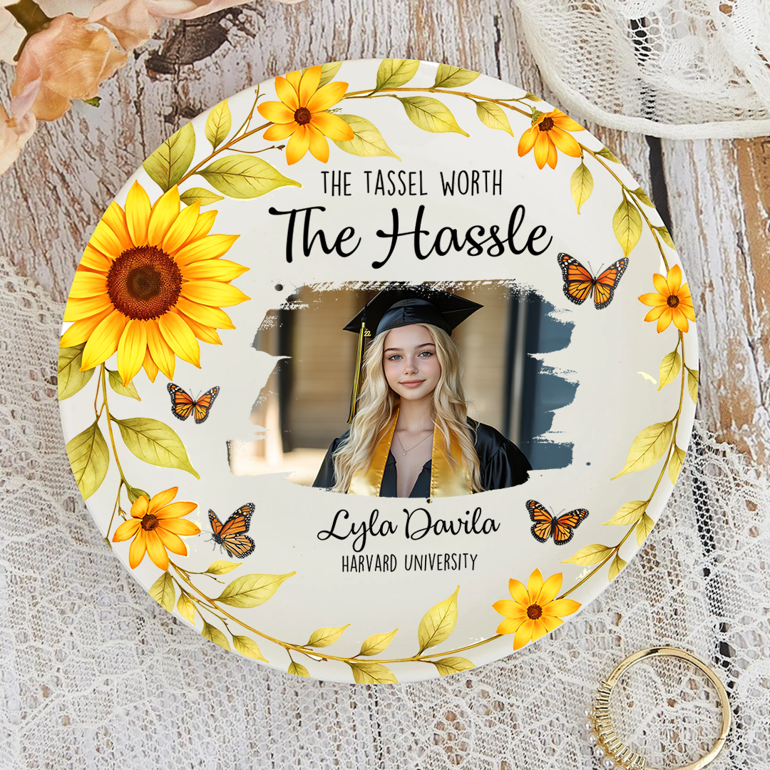 Personalized Graduation Ceramic Plate – Custom Name, School & Photo Gift