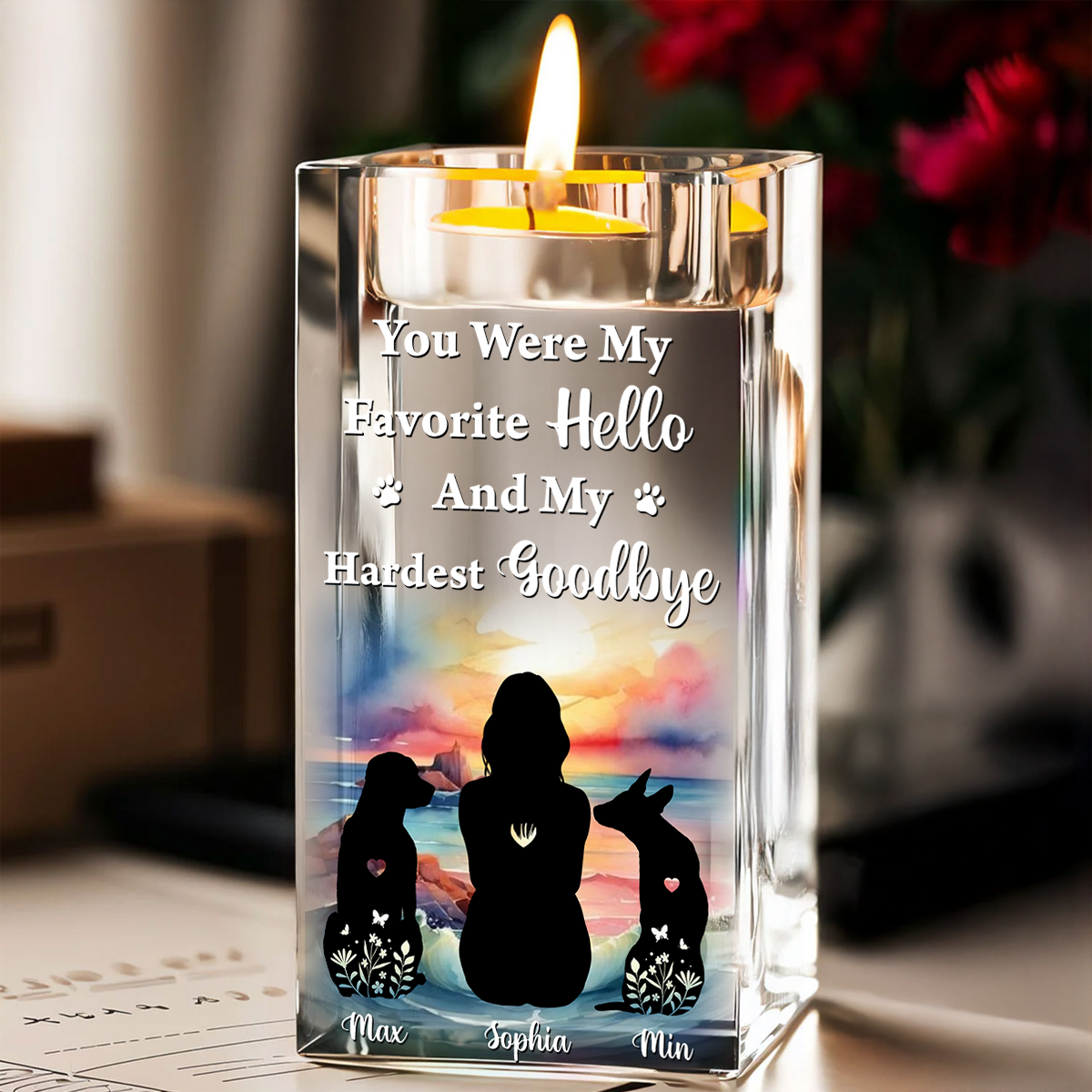 My Hardest Goodbye - Personalized Crystal Candle Holder - Pet Memorial