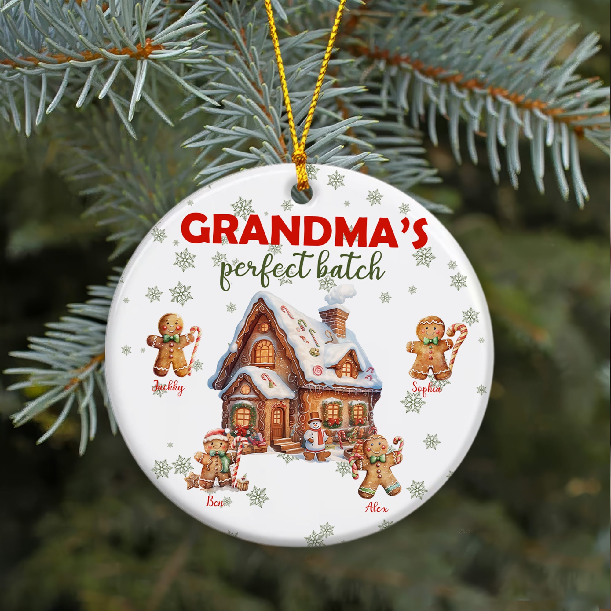 Grandma's Perfect Batch - Custom Name Ceramic Ornament - Home Decor