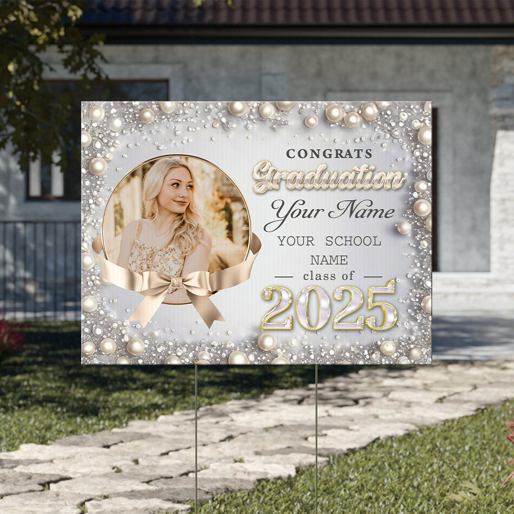 Congrats Graduation - Class of 2025 Lawn Sign | Personalized Outdoor Yard Sign | Best 2025 Grad Gift