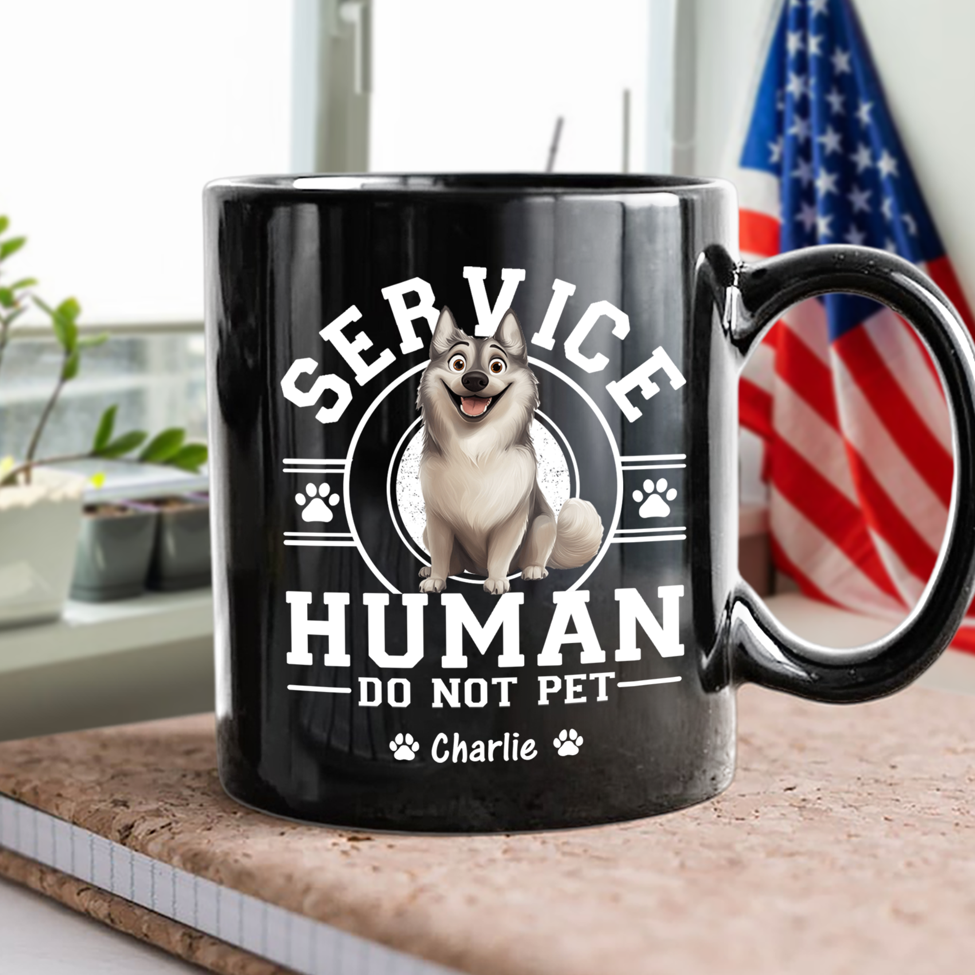 Service Human Do Not Pet - Custom Dog Name - Personalized Mug for Dog Lover