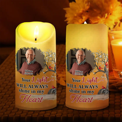 Your light will always shine - Personalizes Photo LED Candle
