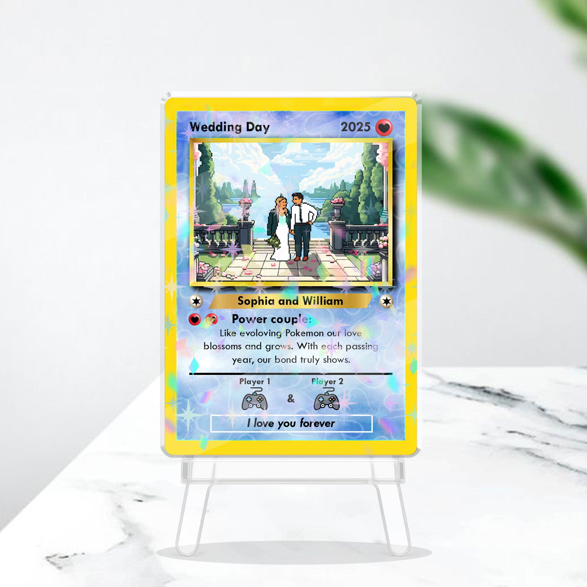 Personalized Couple Gift - Wedding Day - Custom Shape Hologram Ornament